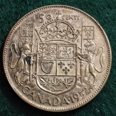 Silver 1952 Canada 50 Cents Half Dollar George VI