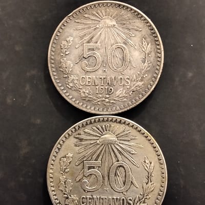 Silver Transitional Set 1919 Mexico 50 Centavos 