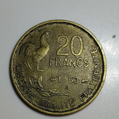 1953-B France 20 Francs - Georges Guiraud Rooster 