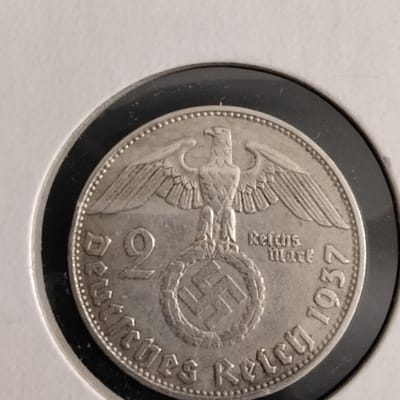 Silver 1937-J German 2 Reichsmark XF Condition 