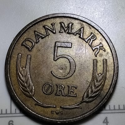 1966 Denmark 5 ore piece - additional view