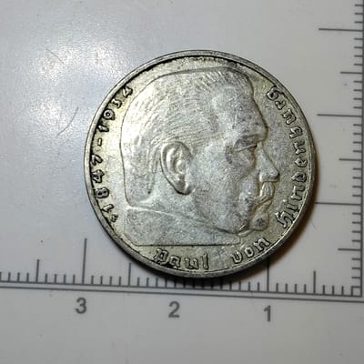 Silver 1937-F Germany 2 Reichsmark VF Condition - additional view
