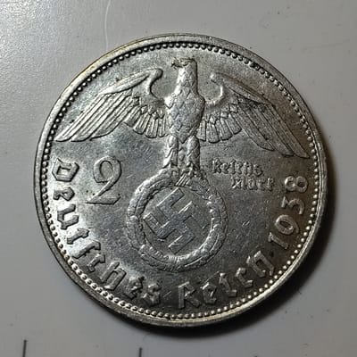 Silver 1938-B Germany 2 Reichsmark VF-20 to VF-30