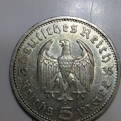 Silver 1935 E 5 Reichsmarks 