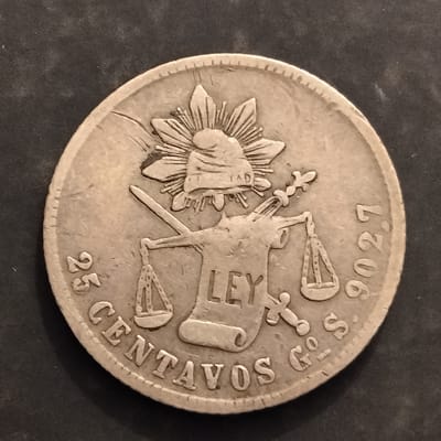 Silver 1879-Go S Mexico 25 Centavos VF Condition