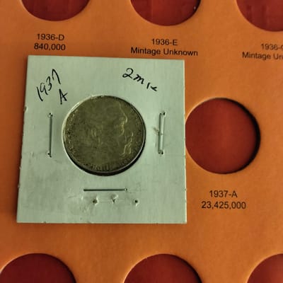 Silver 2 Reichsmarks coin book&a 1937A silver 2 RM - additional view