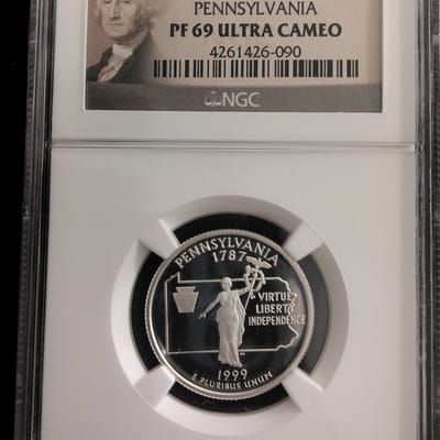 Silver 1999-S Pennsylvania State Quarter ULTRA CAM