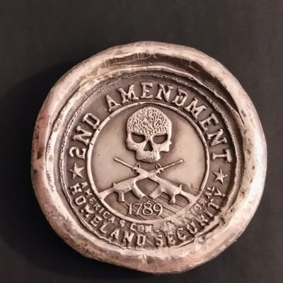 MK Barz 1 oz 2nd Amendment hand poured art round 