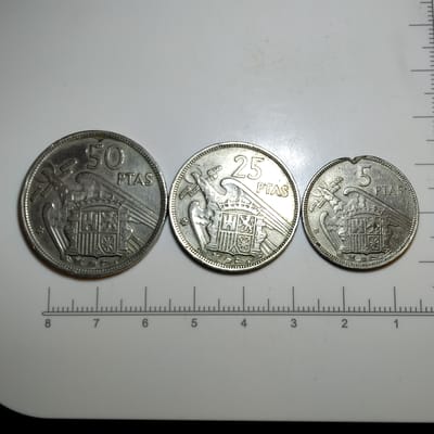 3 coin LOT 1957 Spanish pesetas  - additional view