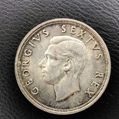 Rare silver 1948 South African 5 Shillings - additional view