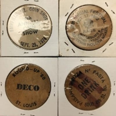 Lot of 4 wooden nickels  - additional view