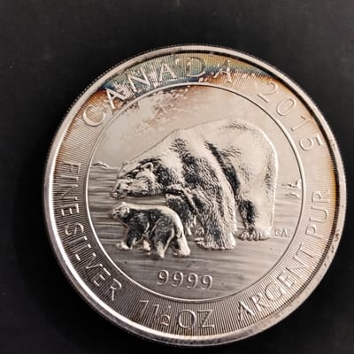 Silver 2015 Canada $8 Polar Bear&Cub 1.5 oz .9999 