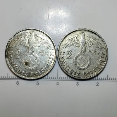 German silver Reichsmarks LOT 1937-F 1937-J