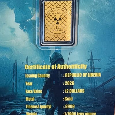 Republic of Liberia Chernobyl 1986 Gold Bar 2026 . - additional view