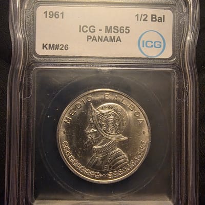 1961 Panama Medio Balboa Silver Coin ICG MS65 