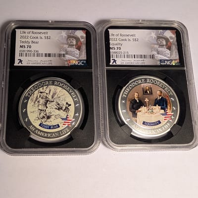 Cook Islands Life of Roosevelt ½oz silver NGC ms70
