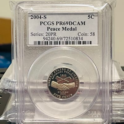 2004-S Peace Medal Jefferson Nickel PCGS PR69DCAM
