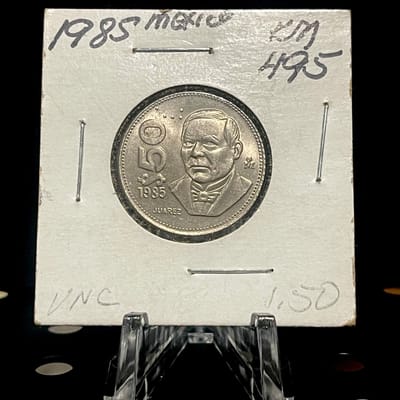 1953 Mexico 50 Pesos Coin Benito Juarez Type