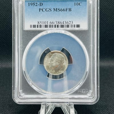 1952-D Roosevelt dime — PCGS MS66FB (Full Bands) b