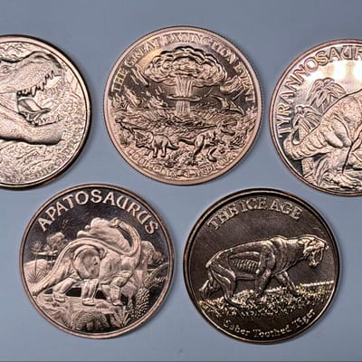 Lot of 5 Dinosaur & Ice Age 1 oz AVDP .999 Fine Co