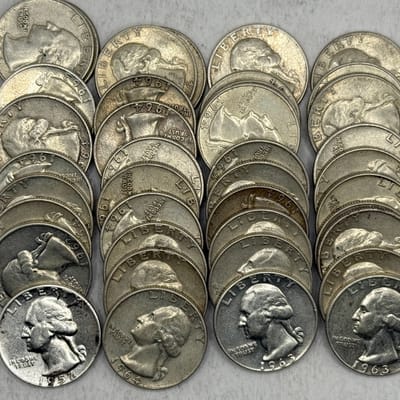 Washington Silver Quarters (40) XF/AU 57-64 Roll!