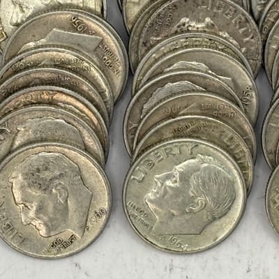 Roosevelt Silver Dimes Roll (50) VG/VF/XF NICE WOW - additional view