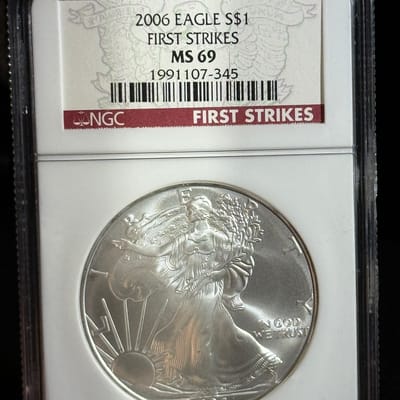 2006 Silver Eagle First Strike NGC MS69 BLAZE WHT!