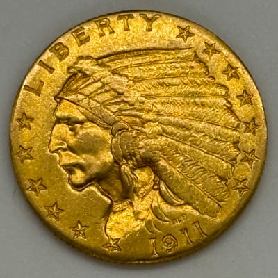 1911 $2.50 Indian Head Gold Quarter Eagle Coin WOW