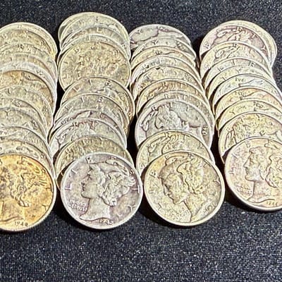 Mercury Dimes 1 Roll (50) G/VG/VF Full Dates!