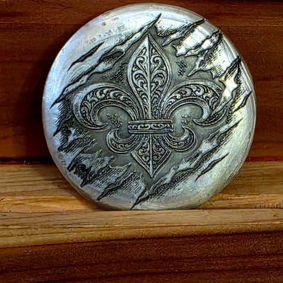 FTB- 2 ozt Hand Poured Fleur de Lis Round .999FS