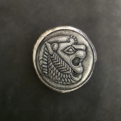 Lydian Lion Stater Tribute, 1 Troy Oz .999 Fine Silver, Hand Poured Round