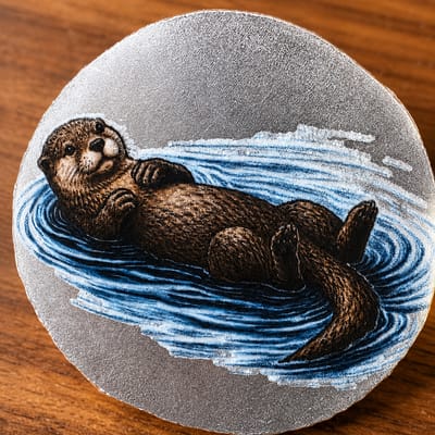 River Otter 1 oz .999 Silver Round 3D Colorized FTB Wildlife in Action