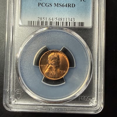 1958-D  1C RD  Lincoln Wheat One Cent  PCGS MS64RD