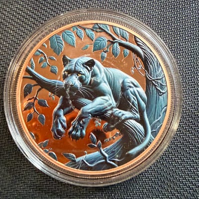 5 Oz. Copper Black Panther High Relief Lotus Mint
