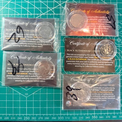 Black Ruthenium 5 Coin Set Mercury Buff V Nickel..