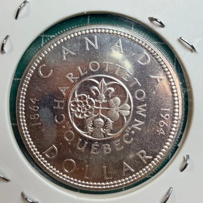 1964 Canada Charlottetown Silver Dollar .800 - additional view
