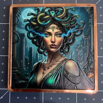 5 Oz Copper High Relief Medusa Colored Both Sides