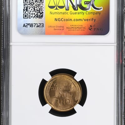 1909 VDB Lincoln Wheat Cent 1c *NGC BRILLIANT UNCIRCULATED* Original Bag Fragment - additional view