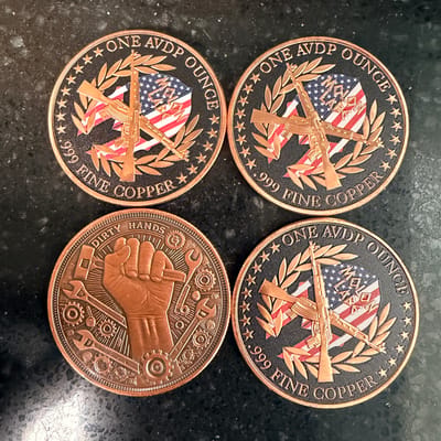 Lot Of 4 Copper Rounds 1 Oz Molon Labe .999 AVDP