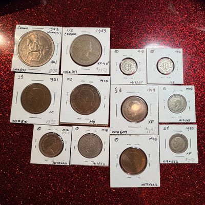 LOT OF 12 Great Britain Coins Some Silver