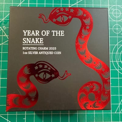 Tuvalu 2025 Year of the Snake Silver Coin Antiqued - additional view