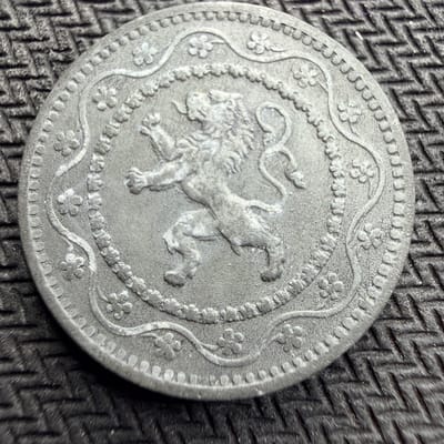 1916 Belgium 10 Cent Toned A Crazy Teal Blue - additional view
