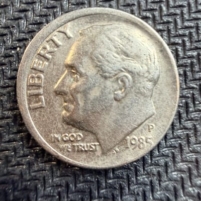 1985 P ERROR Dime Broadstrike Roosevelt Clad