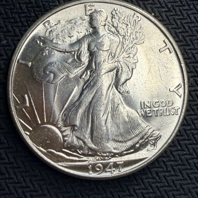 90% Silver Walking Liberty Half Dollar Brilliant Uncirculated BU 1947 - additional view