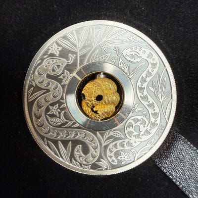 Tuvalu 2025 Year of the Snake Silver Coin Antiqued
