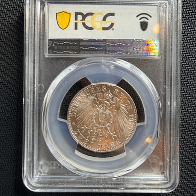1911 GERMANY SILVER 2 MARK BAVARIA PRINCE REGENT LUITPOLD BIRTHDAY PCGS MS 63 - additional view