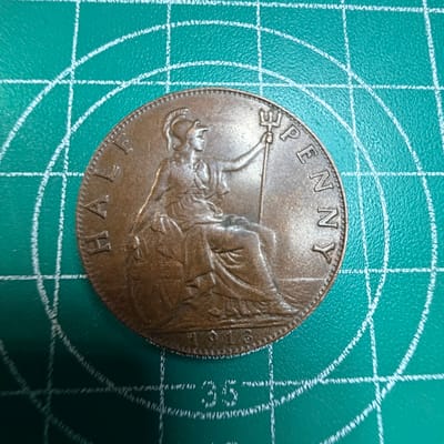 1/2 Penny 1913 XF-AU Great Britain Brass George V