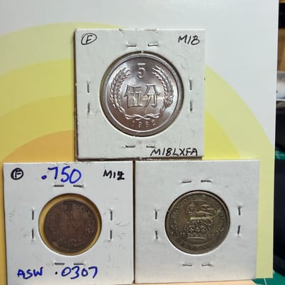 Lot of 3 international coins China, Finland, GB - additional view