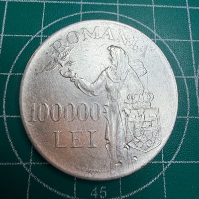 ROMANIA 100000 Lei .700 ASW .5626 Silver 1946