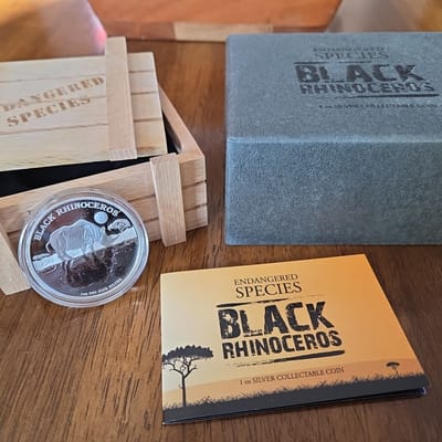 2014 New Zealand Mint Limited Edition Endangered Species Black Rhinoceros Coin